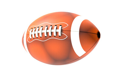American football standard ball under white background. 3D CG. 3D illustration. 3D high quality rendering. PNG file format.