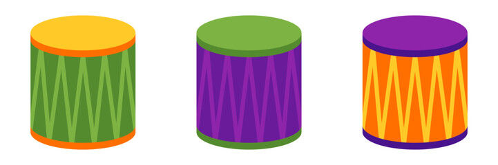 Drum in flat style isolated