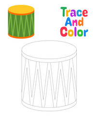 Drum tracing worksheet for kids