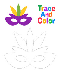 Carnival Mask tracing worksheet for kids