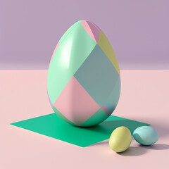 Ai generated 3d illustration of creative colorful pastel decorated creative easter egg. Still life concept of spring time Festive easter holidays, design artistic elements on pastel background