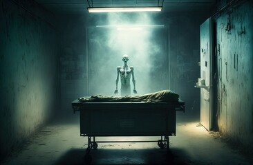 ghost in a morgue room. - obrazy, fototapety, plakaty