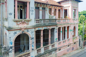 Rio De Janeiro, RJ, Brazil - March 07, 2016: abandoned house on Street of Rio De Janeiro along the...