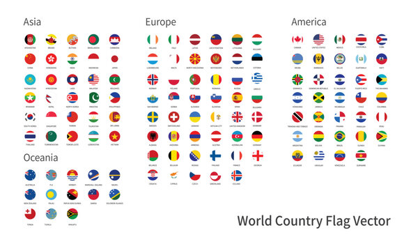 World country flag vector. 
vector of circle flag.