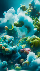 Painted abstraction that looks like corals on a flat surface with colorful shades 5. Generative AI