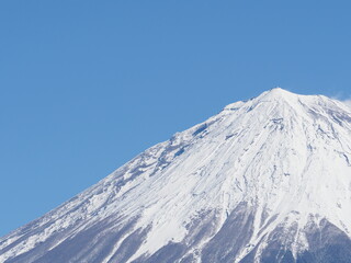 冠雪した富士山山頂