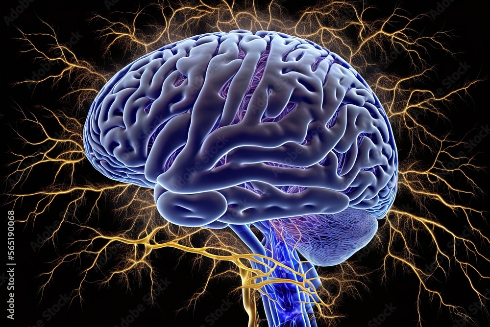 Poster depiction of a neuronal connection in the human brain generative ai