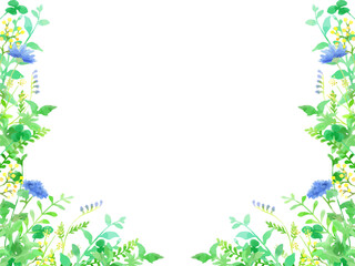 水彩、手描きのシンプルな植物のイラストフレーム