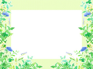 水彩、手描きのシンプルな植物のイラストフレーム