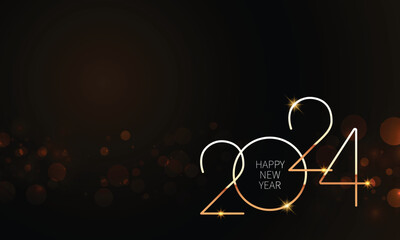 Fototapeta na wymiar 2024 Happy New Year Background Design. Greeting Card, Banner, Poster. Vector Illustration.