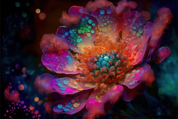 Fototapeta na wymiar Abstract background Alcohol Ink colorful flowers Generative AI art 