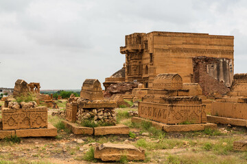 Ancient mausoleum and tombs at Makli Hill in Thatta, Pakistan. Necropolis, graveyard