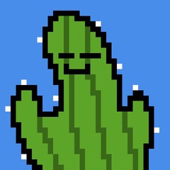 Fototapeta premium pixel art of a cactus with a tree