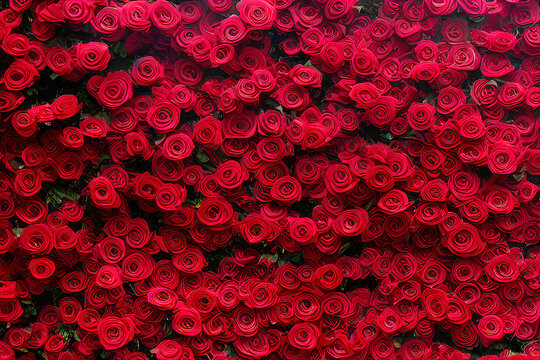 red rose petals background - generative AI illustration