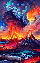art color of volcano background