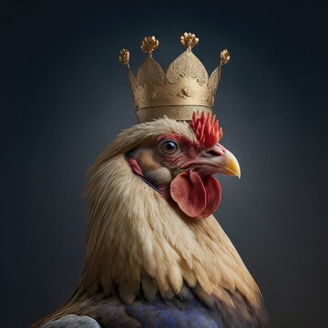 King Rooster, AI Generated Image of a Chicken Wearing a Crown
