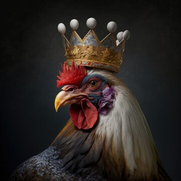 King Rooster, AI Generated Image of a Chicken Wearing a Crown