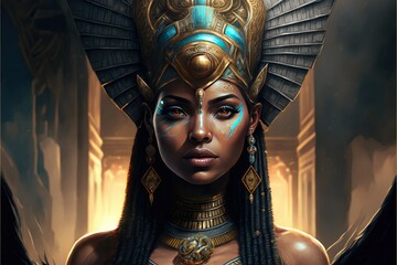 Egyptian Goddess Isis, AI Generated Image of Isis in Afrofuturistic Style
