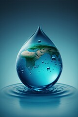 illustration, planet in the shape of a water drop, generated by AI