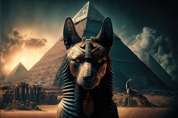 Egyptian God Anubis, AI Generated Image of Anubis, Guard of the Underworld in Ancient Egypt