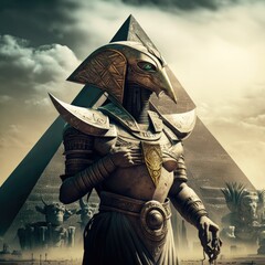 Portrait of Egyptian God Osiris, AI Generated Image of the God Osiris of Ancient Egypt