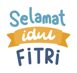 Selamat Idul Fitri Hand Lettering. Islamic Typography Hand Lettering. Islamic Ramadan Festival.