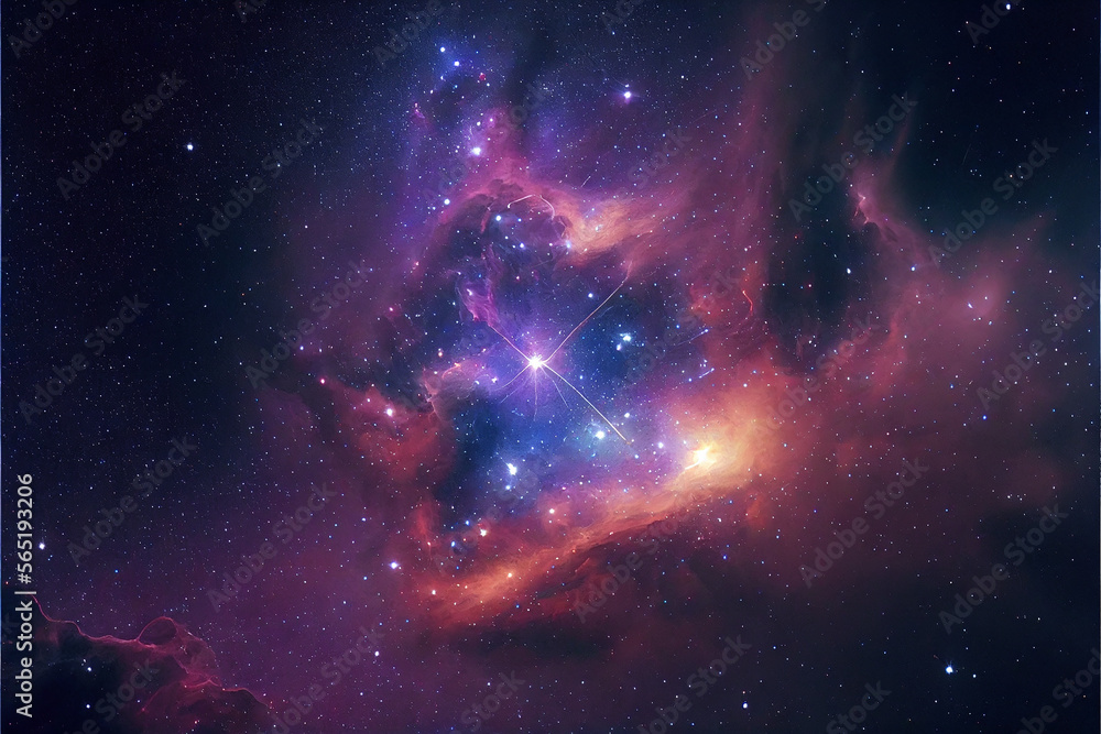 Wall mural abstract outer space endless nebula galaxy background. generative ai.