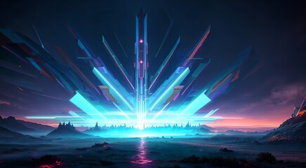 pillar of light over the city [Ai Generated]