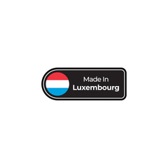 Made in Luxembourg png black label design with flag