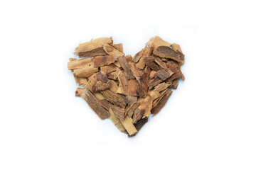 Concept healthy eating with heart with cinnamon sticks