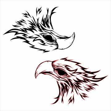 Vector illustration of a drawing of two eagles on a white background