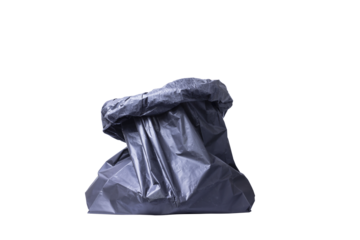 black garbage bag isolated on white background, clipping path