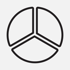 Pie chart icon in outline style, use for website mobile app presentation