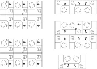 Vector illustration sketch of office work desk interior arrangement design