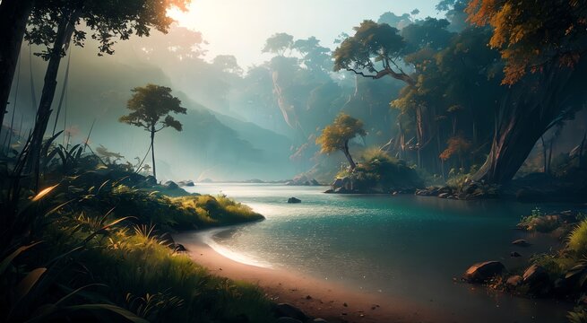 Summer Sunrise in the Forest [AI Generated] © Jefferson