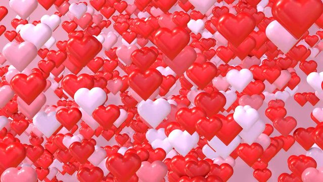 pink and white hearts, very high resolution animation 4K, by PRS Studio