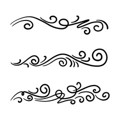 hand drawn wind doodle set, vector illustration.