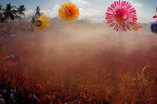 Philippine Cebu Festival Sinulog Celebration Fiesta. Generative AI