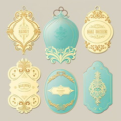 Fototapeta premium Collection set of label ornament vector illustration, Made by AI,Artificial intelligence