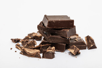 chocolate pieces isolated on white background