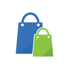 Shopping bags icon. Vector illustration includes two variations of the icon one in blue and one a green.