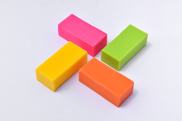 Colorful eraser isolated on white background