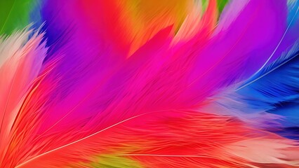 Minimalist background with colorful feathers