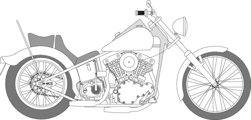 Vector illustration sketch of big motorbike expensive community of rich people