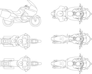 Vector illustration sketch of big motorbike with rider variation