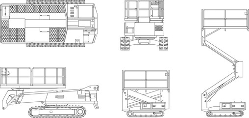 Vector sketch of a heavy equipment car lift carrying a load of 10 tons