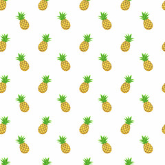 Seamless patten with sweet yellow pineapples. Repeated background.