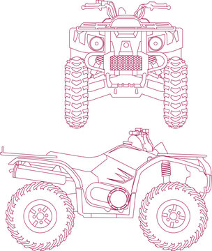 Vector Sketch Of An Atv Motorbike Illustration For A Jungle Adventure