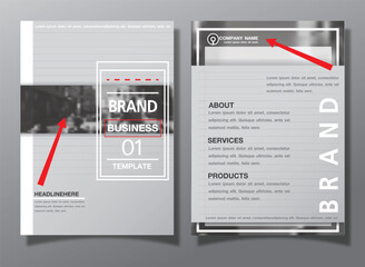 Business Flyer or Cover Design with  monochrome vintage street and red background Design Template