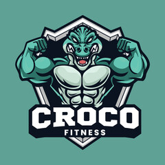 Alligator muscle gym logo design